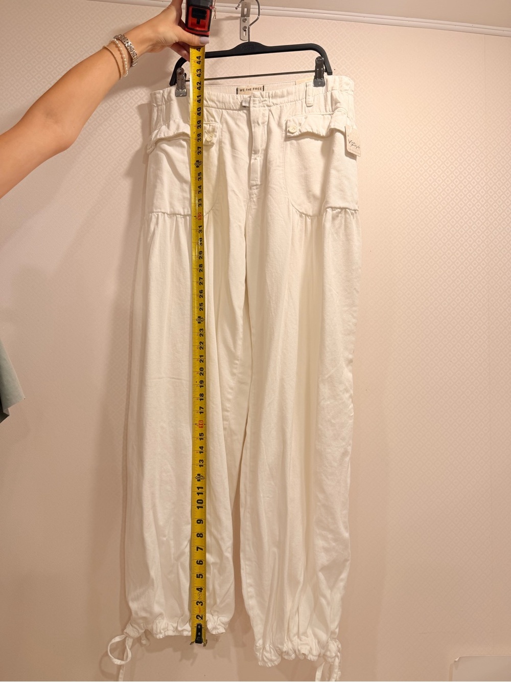 NWT Free People We The Free White Wide-Leg Drawstring Cargo Pants Size 31 - Picture 6 of 9